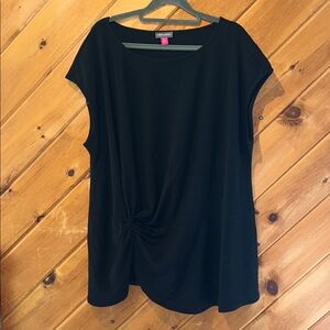 Vince Camuto black asymmetrical front ruched blouse